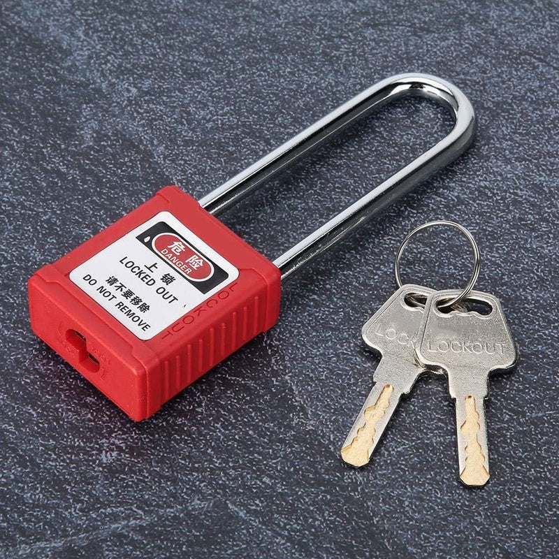 woobles Safety Padlocks, Steel 76mm Long Insulated Beam Padlock Lockout Industrial Safety Isolation Lock for Chemical, Power Generation, Oil Refining, Forestry- Red - Image 4